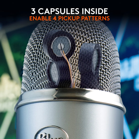 Blue Yeti USB Microphone for PC, Mac, Gaming, Recording, Streaming, Podcasting, Plug and Play, Silver