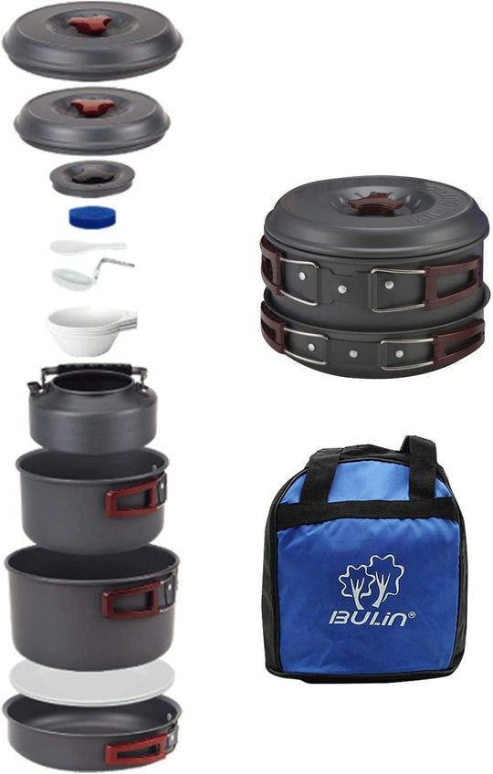 Bulin 24/13/11/8PCS Camping Cookware Pots and Pans Backpacking Cooking Set Lightweight Cookware Mess Kit Outdoor Cook Gear for Family Hiking Picnic
