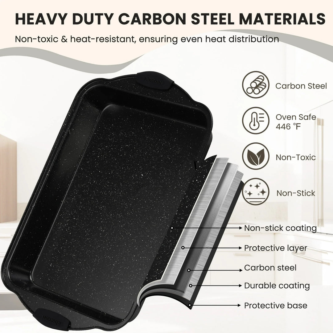 Bakeware Set, 21-Piece Baking Pans Set Carbon Steel Baking Sheet Pans for Kitchen with Silicone Handles, Nonstick Cookie Sheets