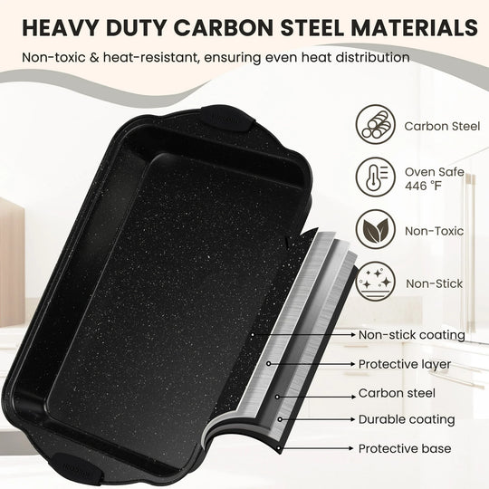 Bakeware Set, 21-Piece Baking Pans Set Carbon Steel Baking Sheet Pans for Kitchen with Silicone Handles, Nonstick Cookie Sheets