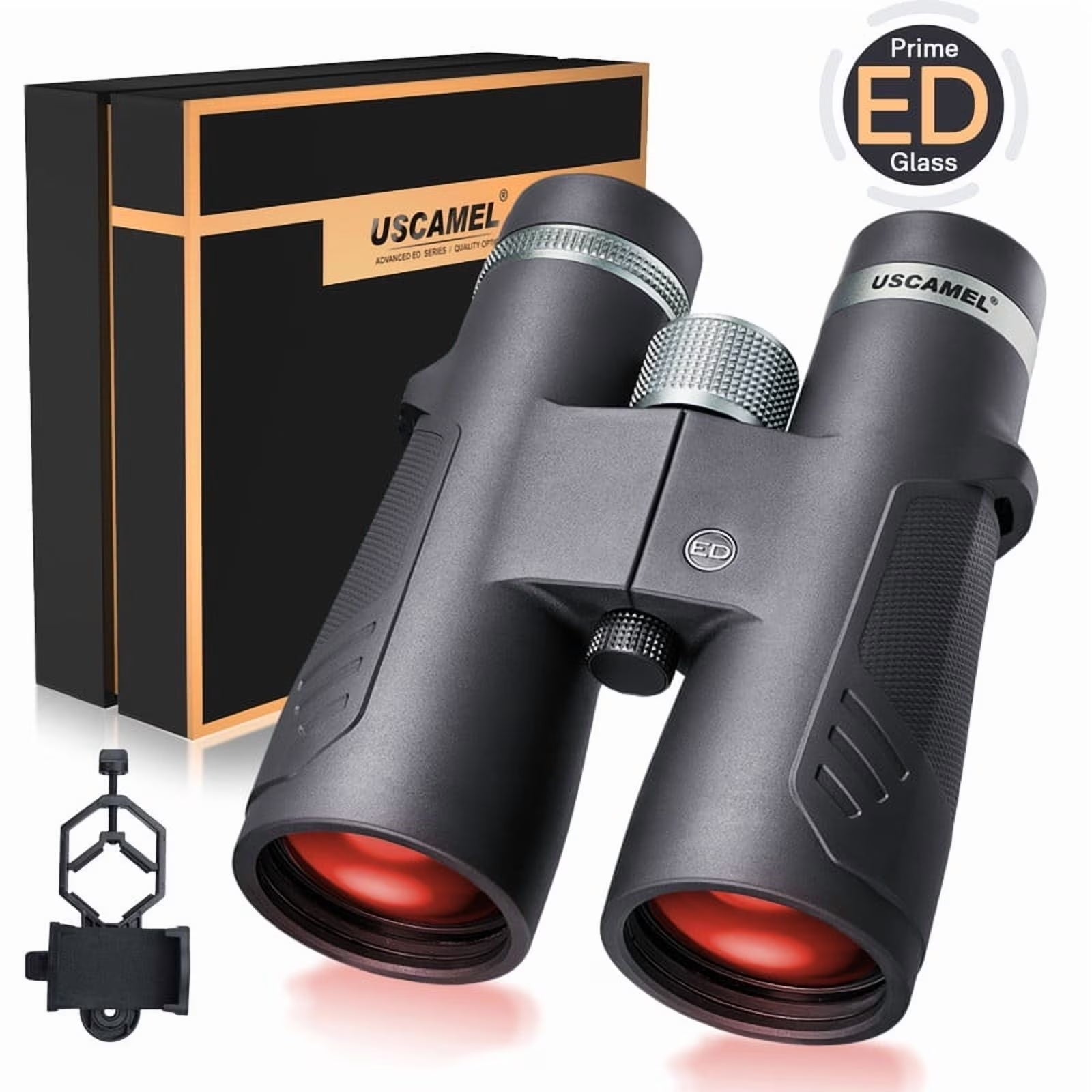 12X50 ED Binoculars for Adults, Pro Binoculars Roof BAK4 Prism FMC ED Glass Waterproof Fog-Proof, W/Gift Box, Binoculars for Bird Watching, Hunting, Black
