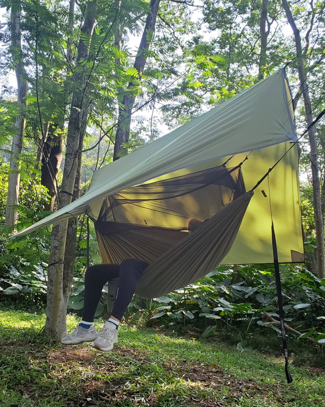 Sunyear Camping Hammock, Portable Single &amp; Double Hammock with Net, 2 Person Hammock Tent with 2 * 10Ft Straps, Best for Outdoor Hiking Survival Travel