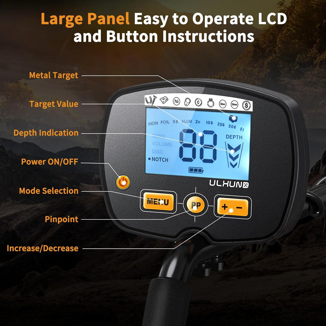 Upgraded Metal Detector for Adults Professional - High Accuracy Gold Finder with DSP Chip &amp; 10" IP68 Waterproof Search Coil, 12" Deep Detection and 60" Adjustable Length for Beach &amp; Yard
