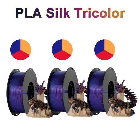 Tri-Color Dual-Color Silk Rainbow PLA Filament 1.75Mm Accuracy+/-0.03Mm 3D Printer Filament Compatible with Most FDM Printers