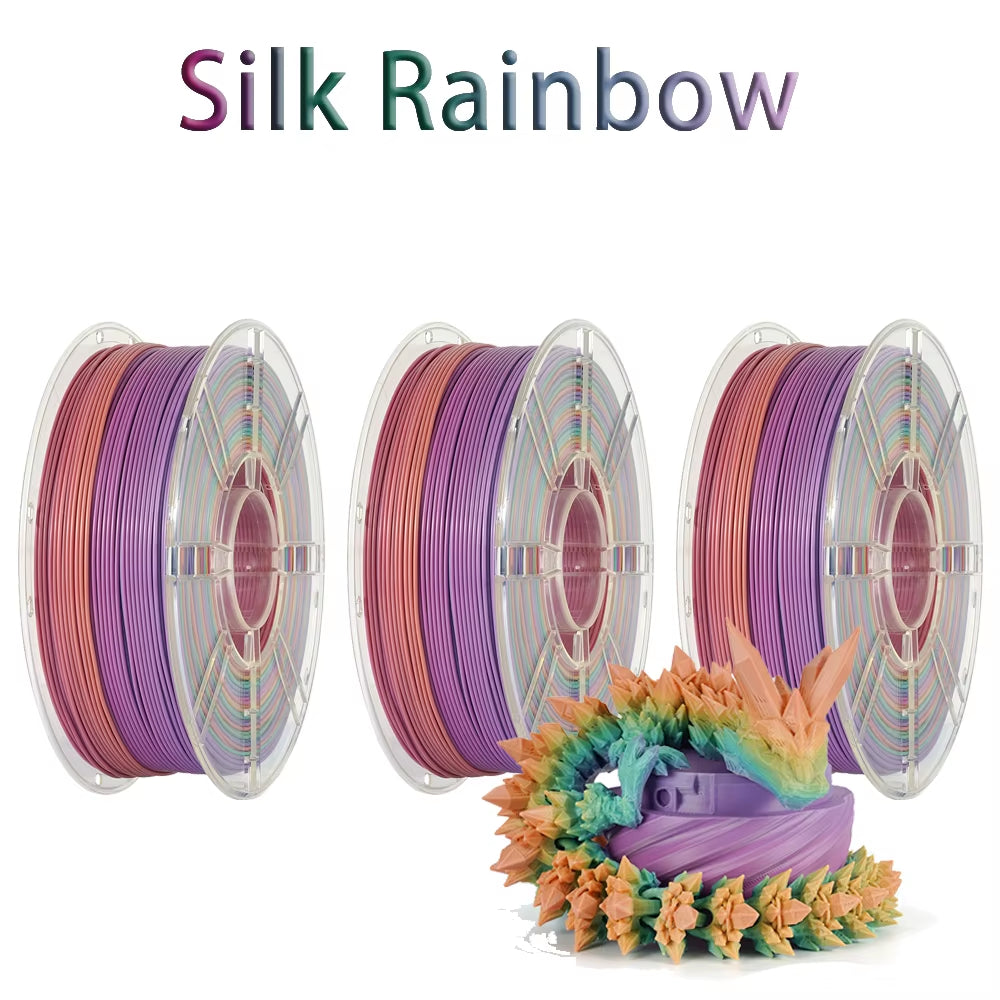 Tri-Color Dual-Color Silk Rainbow PLA Filament 1.75Mm Accuracy+/-0.03Mm 3D Printer Filament Compatible with Most FDM Printers