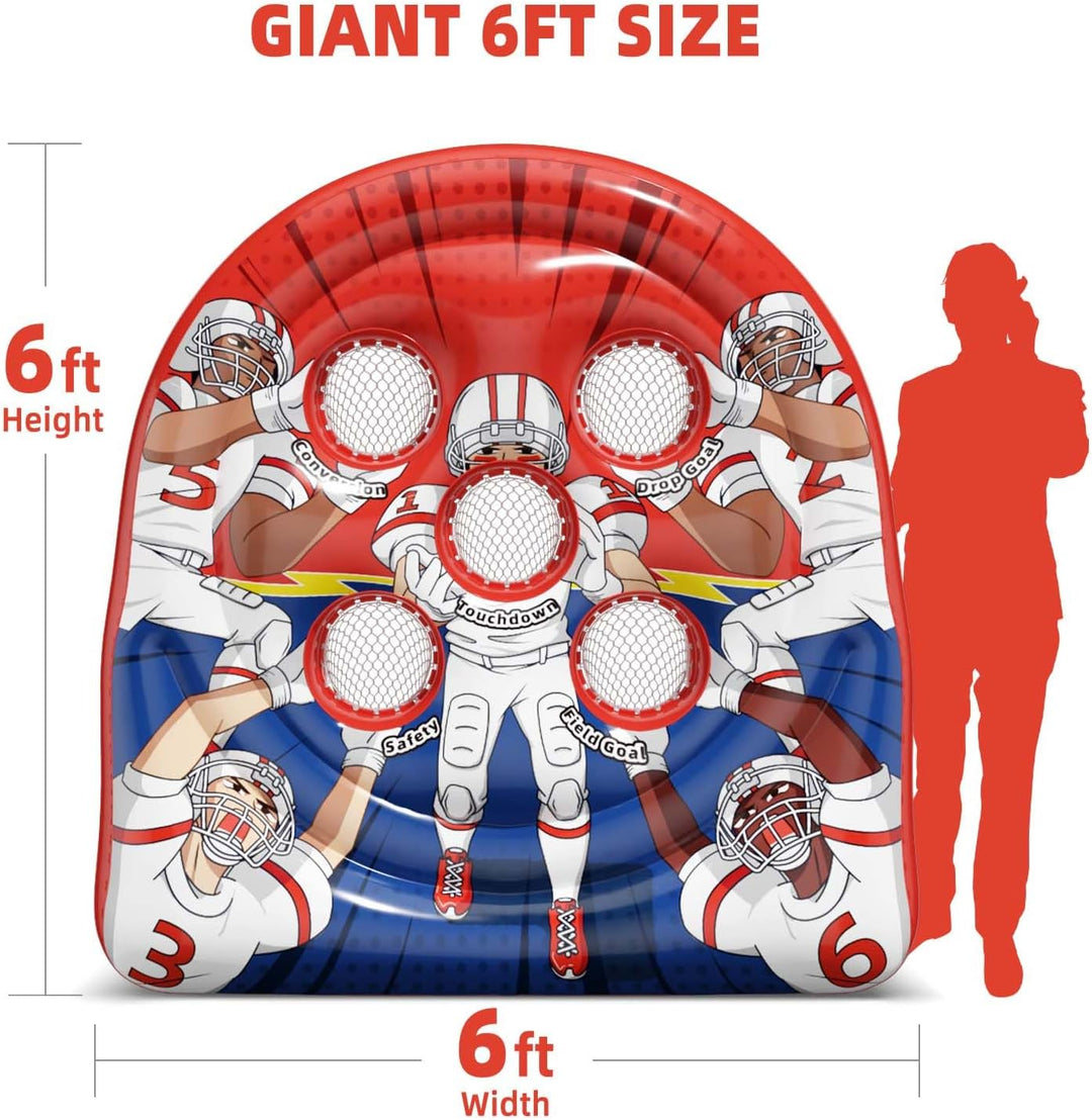 6FT Giant Inflatable Football Target Toss Game - Fun Indoor &amp; Outdoor Yard Games for Kids &amp; Adults, Football Party Throwing Games, Carnival Games, Camping &amp; Tailgate Lawn Activities