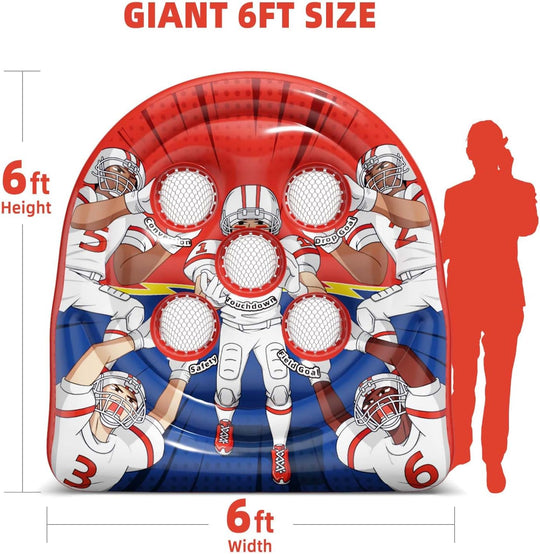 6FT Giant Inflatable Football Target Toss Game - Fun Indoor &amp; Outdoor Yard Games for Kids &amp; Adults, Football Party Throwing Games, Carnival Games, Camping &amp; Tailgate Lawn Activities