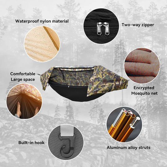 Camping Hammock with Mosquito Net and Rainfly Cover,Camping Hammock,Lightweight Portable Hammock,Waterproof Camping Hammock for Outdoor Backpacking Hiking Travel