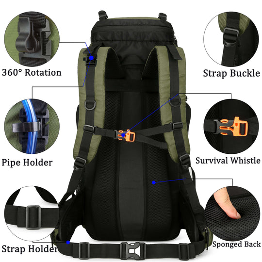60L Travel Hiking Camping Backpack with Rain Cover,Backpack Water Resistant,Traveling Backpack for Men Women