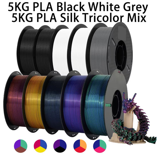 Tri-Color Dual-Color Silk Rainbow PLA Filament 1.75Mm Accuracy+/-0.03Mm 3D Printer Filament Compatible with Most FDM Printers