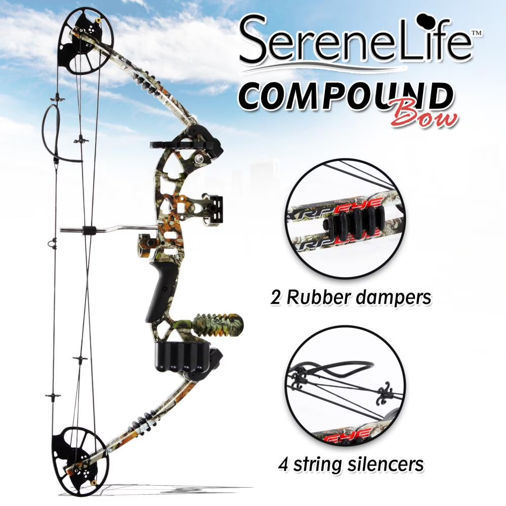 Complete Compound Bow & Arrow Accessory Kit, Adjustable Draw Weight 30-70 Lbs. (Brown)