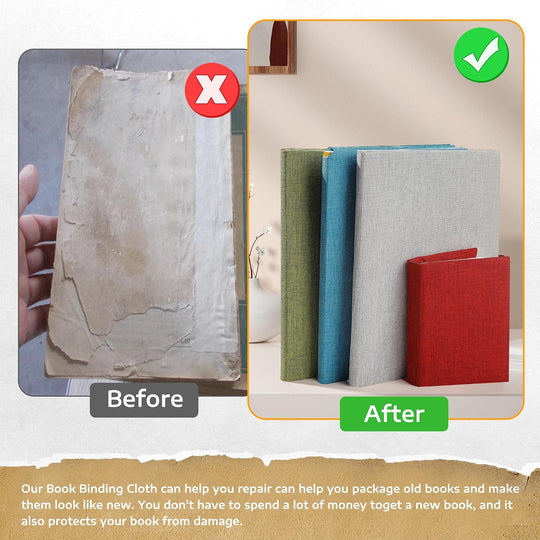 12Pcs Book Cloth for Book Binding, 14X10” 6 Colors Fabric Surface and Paper Backed Book Binding Materials, Binding Fabric for DIY Covers, No Fraying, Pre-Cut &amp; Ready to Use (A)
