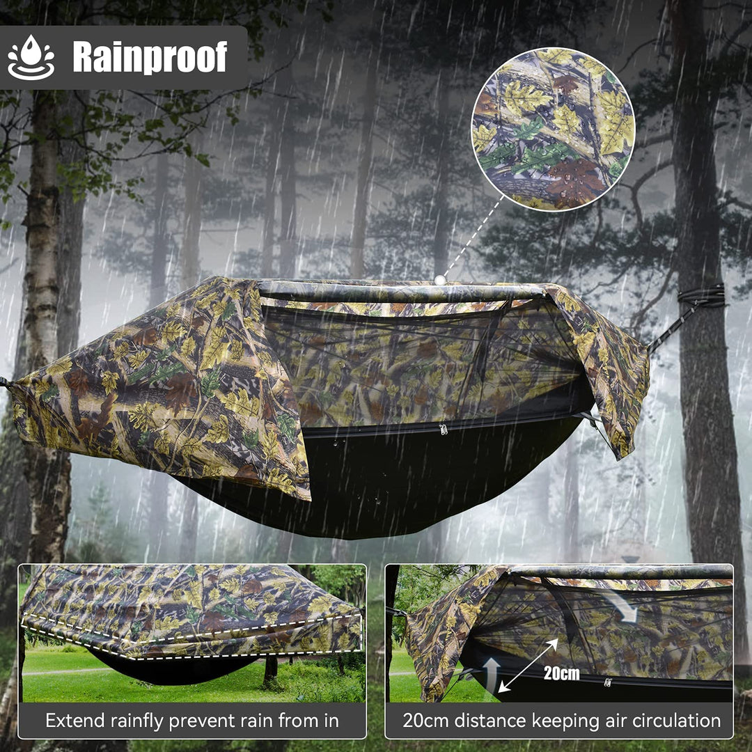 Camping Hammock with Mosquito Net and Rainfly Cover,Camping Hammock,Lightweight Portable Hammock,Waterproof Camping Hammock for Outdoor Backpacking Hiking Travel