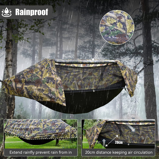 Camping Hammock with Mosquito Net and Rainfly Cover,Camping Hammock,Lightweight Portable Hammock,Waterproof Camping Hammock for Outdoor Backpacking Hiking Travel