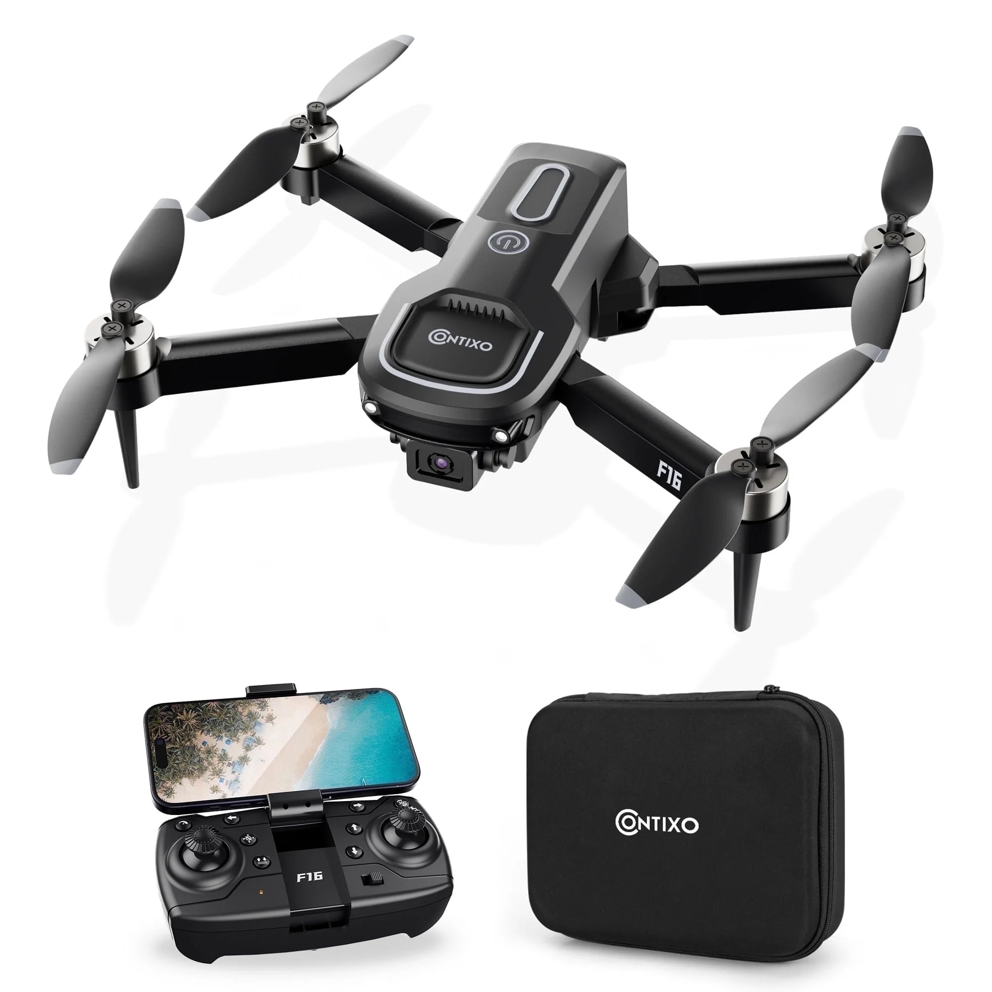 F16 Stunt Drones for Adults and Kids with 1080P Camera & Brushless Motor, 17-Minute Flight Time, Graphite