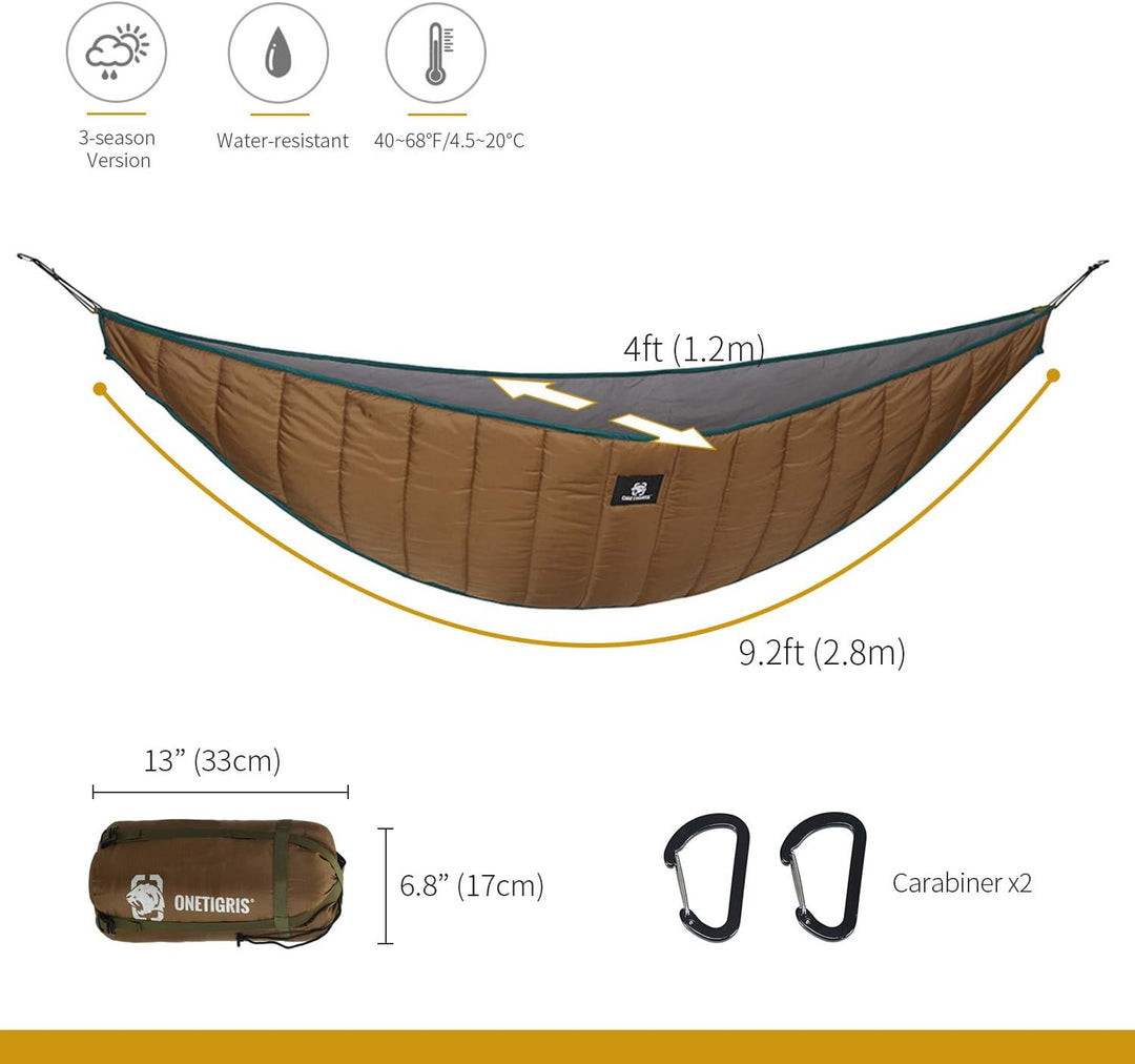 Onetigris Hideout Hammock Underquilt, Lightweight 4 Season Hammock Gear for Camping, Hiking, Backpacking, Travel, Beach, Backyard, Patio, Portable