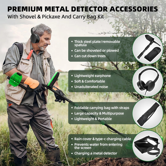 Metal Detector for Adults and Kids Rechargeable, Professional Gold and Silver Detector with LCD Display, High Accuracy Waterproof Pinpoint 5 Modes, Advanced DSP Chip 10" Coil, GC1030