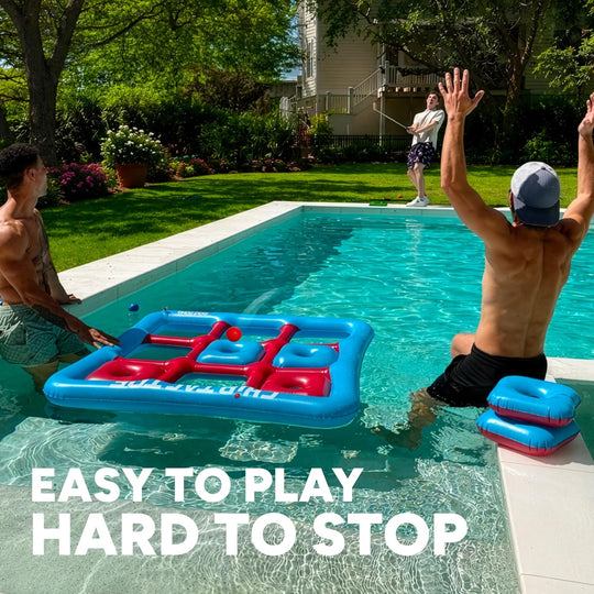 Golf Pong Chip Tac Toe Floating Pool Game - 4FT Inflatable Tic Tac Toe Pool Toy for Adults &amp; Teens, Outdoor Games, Pool Party Games, Backyard Games &amp; Yard Games (Club Included)