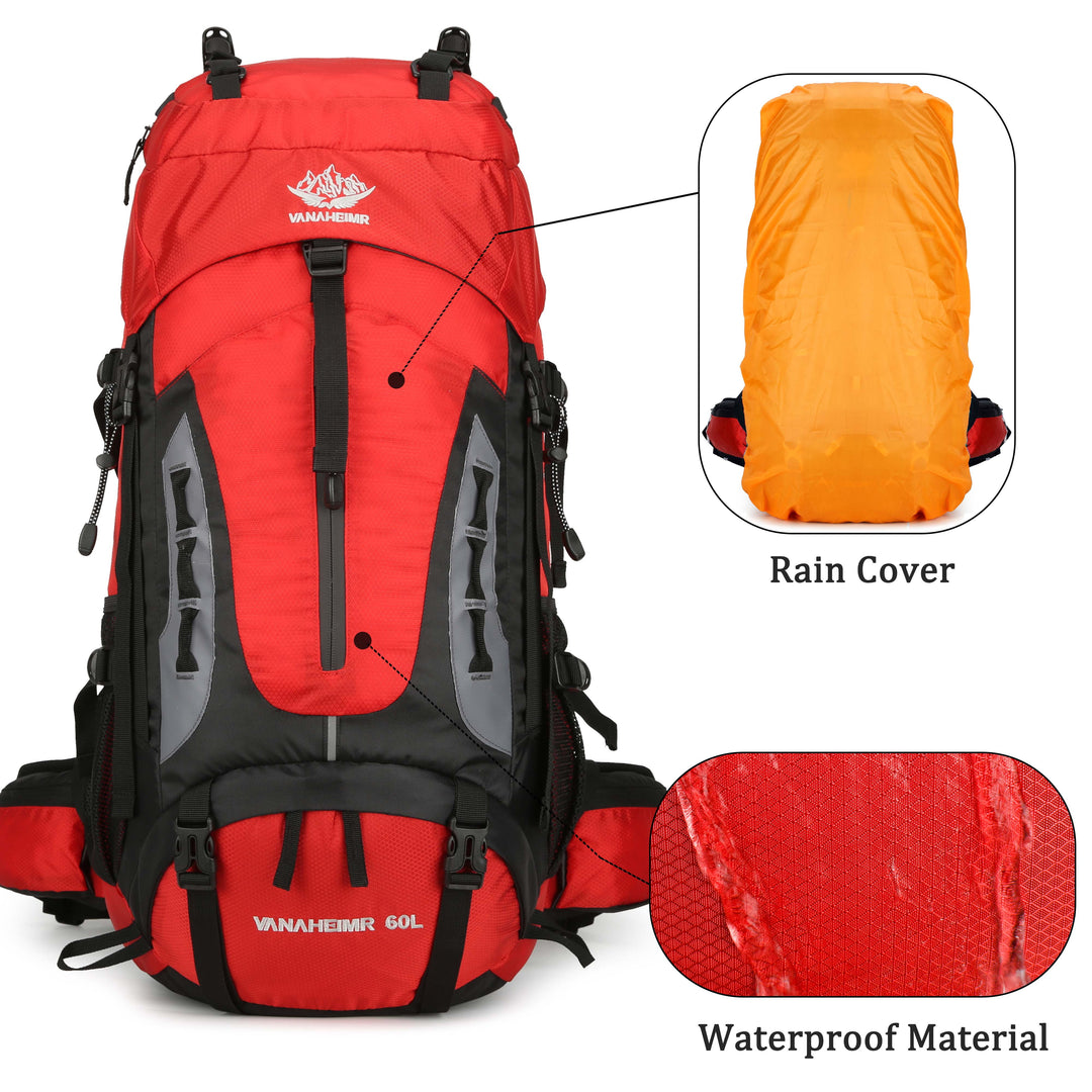 60L Travel Hiking Camping Backpack with Rain Cover,Backpack Water Resistant,Traveling Backpack for Men Women