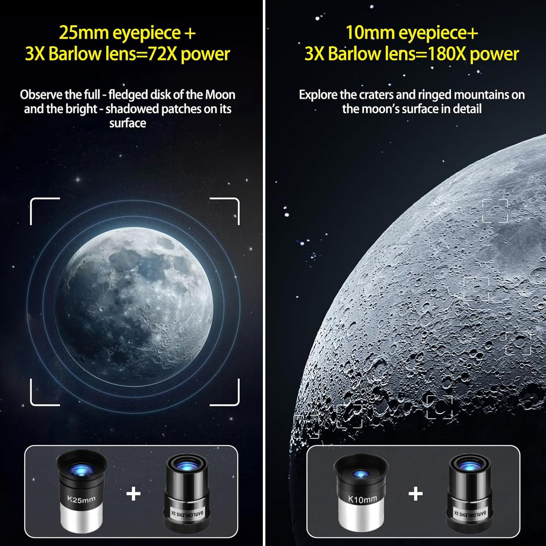 90Mm Aperture 600Mm Telescopes for Kids Adults,Portable High Powered Refractor Telescopes with 2 Eyepieces,Travel Telescope with Carry Bag,Phone Adapter, Astronomy Beginners Gift