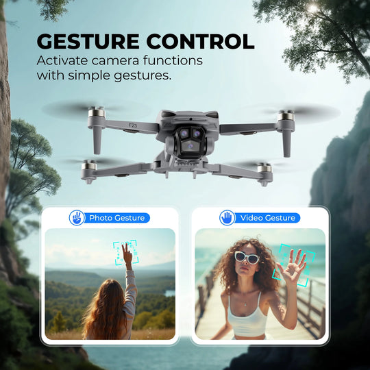 F23 720P FPV Drone with Camera for Kids and Adults, GPS Mini RC Quadcopter with 4.5" Screen, 46 Min Flight Time, Optical Flow, Auto Return, 2 Batteries, Gray