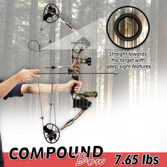 Complete Compound Bow &amp; Arrow Accessory Kit, Adjustable Draw Weight 30-70 Lbs. (Brown)