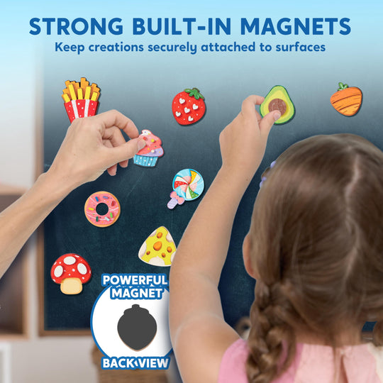 12 Pcs Food Wooden Magnets Painting Art &amp; Craft Kits for Boy Girl Aged 3+