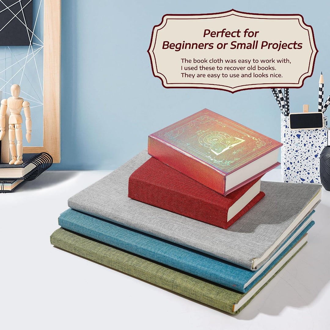 12Pcs Book Cloth for Book Binding, 14X10” 6 Colors Fabric Surface and Paper Backed Book Binding Materials, Binding Fabric for DIY Covers, No Fraying, Pre-Cut &amp; Ready to Use (A)
