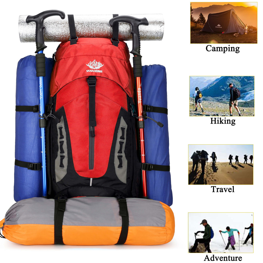 60L Travel Hiking Camping Backpack with Rain Cover,Backpack Water Resistant,Traveling Backpack for Men Women