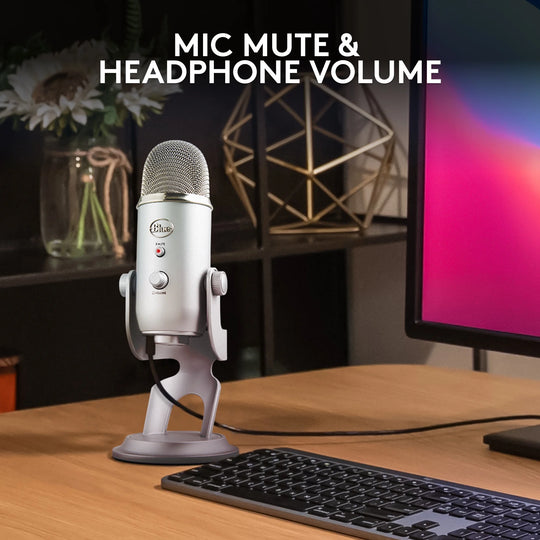 Blue Yeti USB Microphone for PC, Mac, Gaming, Recording, Streaming, Podcasting, Plug and Play, Silver