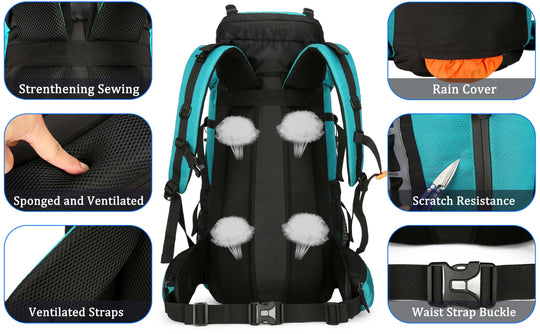 60L Travel Hiking Camping Backpack with Rain Cover,Backpack Water Resistant,Traveling Backpack for Men Women