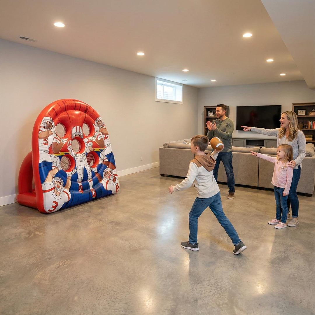6FT Giant Inflatable Football Target Toss Game - Fun Indoor &amp; Outdoor Yard Games for Kids &amp; Adults, Football Party Throwing Games, Carnival Games, Camping &amp; Tailgate Lawn Activities
