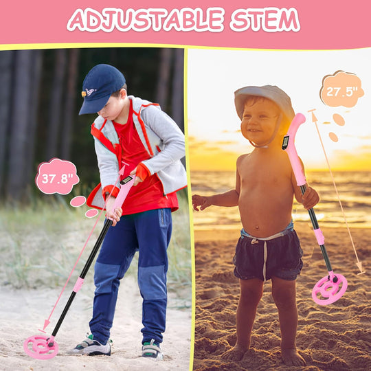OMMO Metal Detector, Adjustable 27.5”-37.8” Metal Detector for Kids with Intuitive LCD Display, Lightweight Kids Metal Detectors with 6” Search Coil for Exploration Hiking
