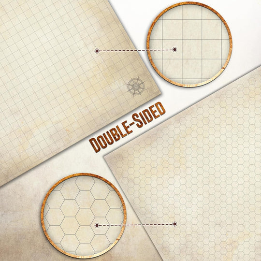 Melee Mats DND Map Starter Set - 23” X 27" Double Sided, Wet &amp; Dry Erase Battle Terrain Grid for Dungeons and Dragons - Tabletop Board Gaming Kit with Accessories