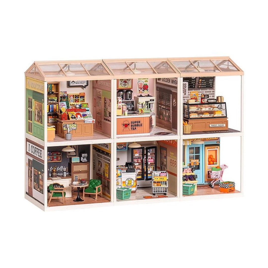 DIY Miniature Dollhouse Building Model Kit Super Creator Store Series Plastic Birthday Gift for Girls (6 Kits)