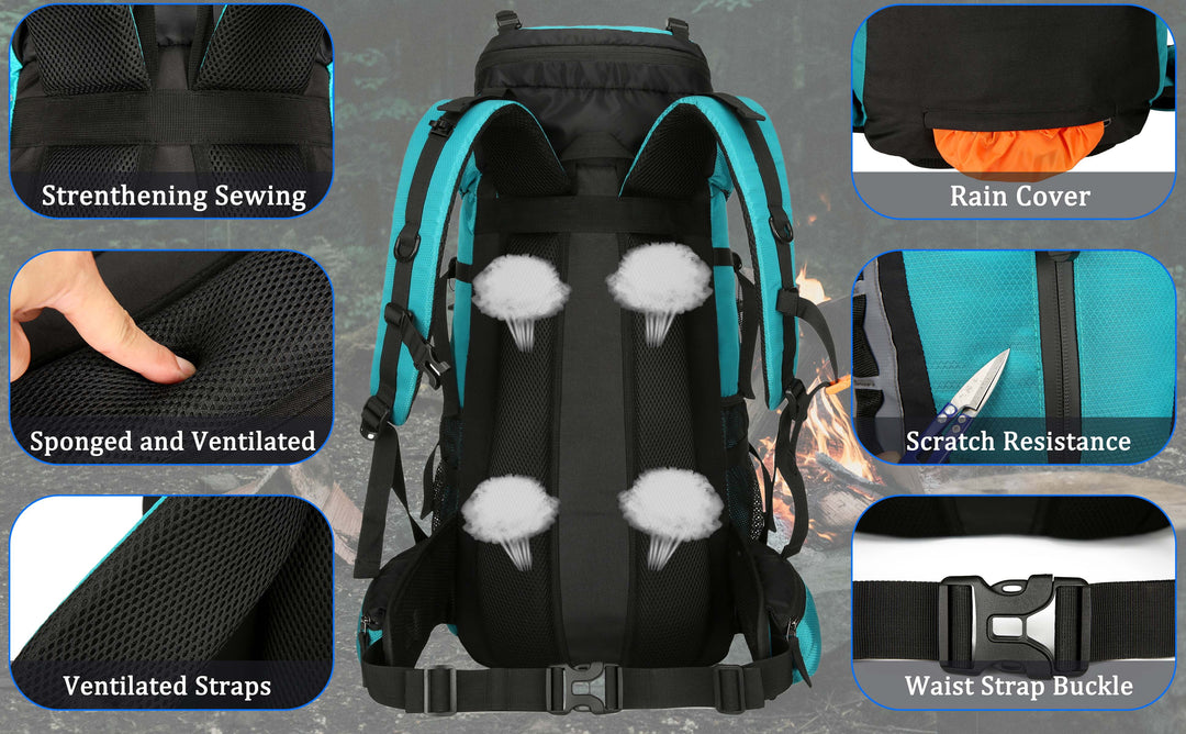 60L Travel Hiking Camping Backpack with Rain Cover,Backpack Water Resistant,Traveling Backpack for Men Women