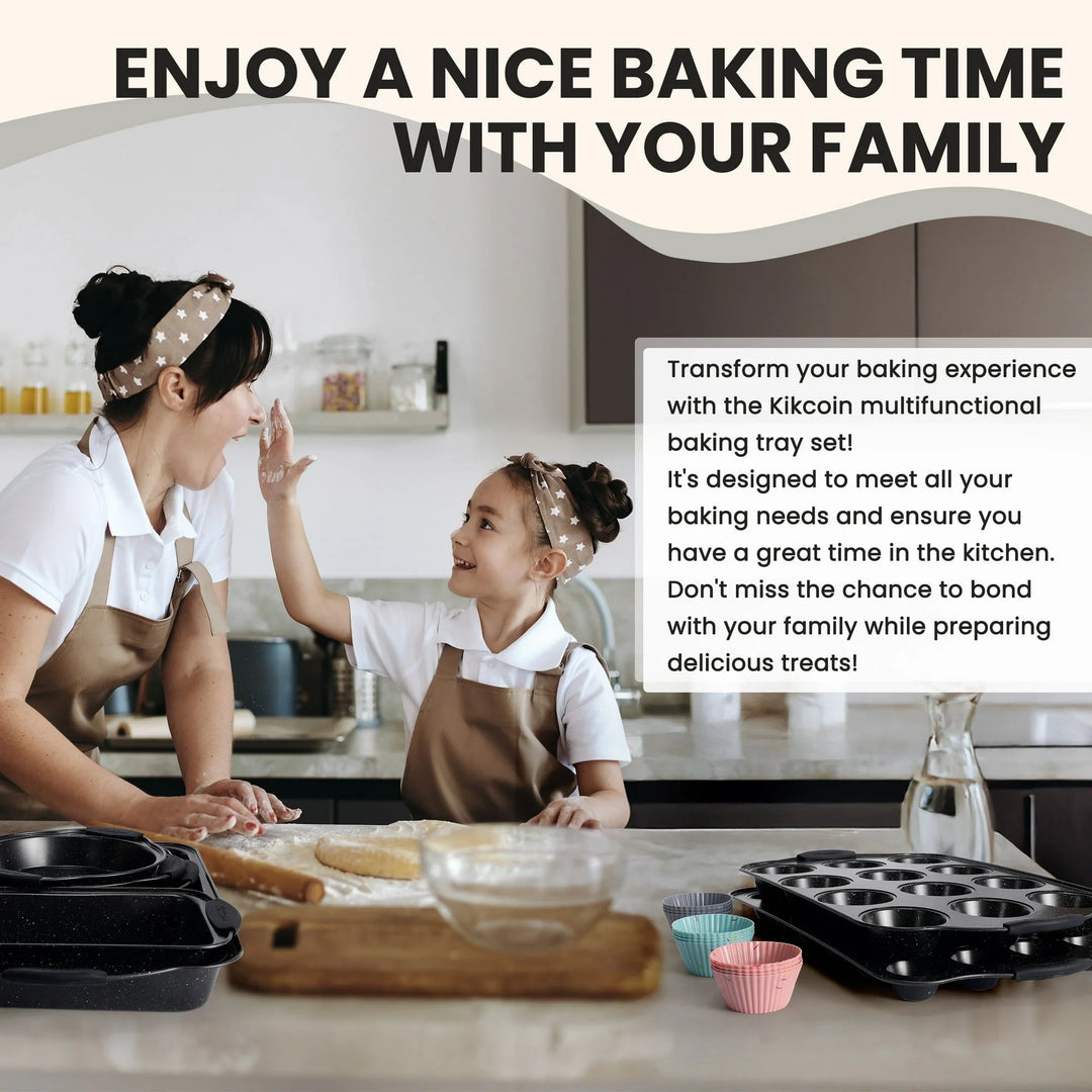Bakeware Set, 21-Piece Baking Pans Set Carbon Steel Baking Sheet Pans for Kitchen with Silicone Handles, Nonstick Cookie Sheets