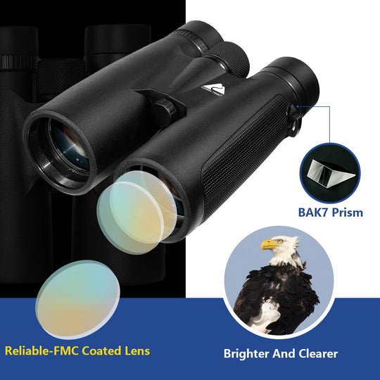 12X50 High Powered HD Binoculars for Bird Watching Hunting Stargazing Travel Cruise Ship Sports. Large View Binoculars