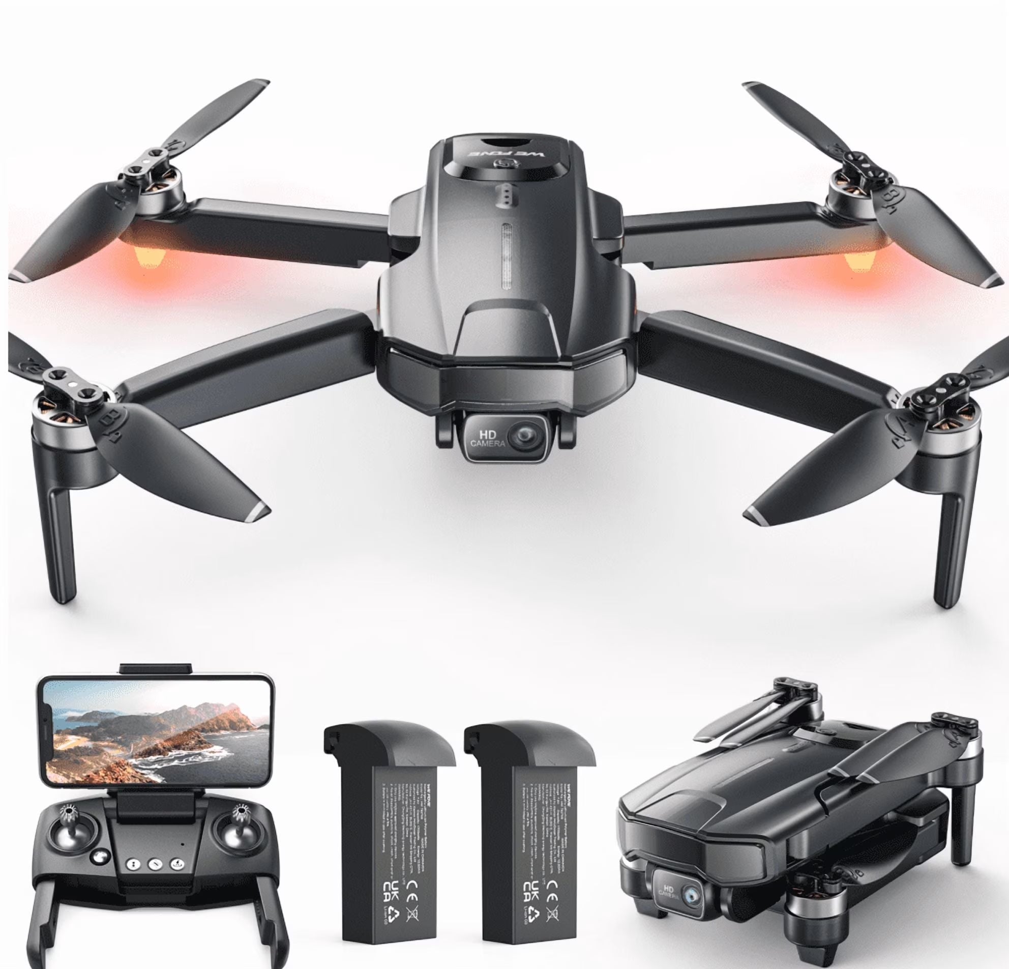 WF31 Drones with Camera for Adults 4K, GPS Foldable Quadcopter, 50 Min Flight Time, Black