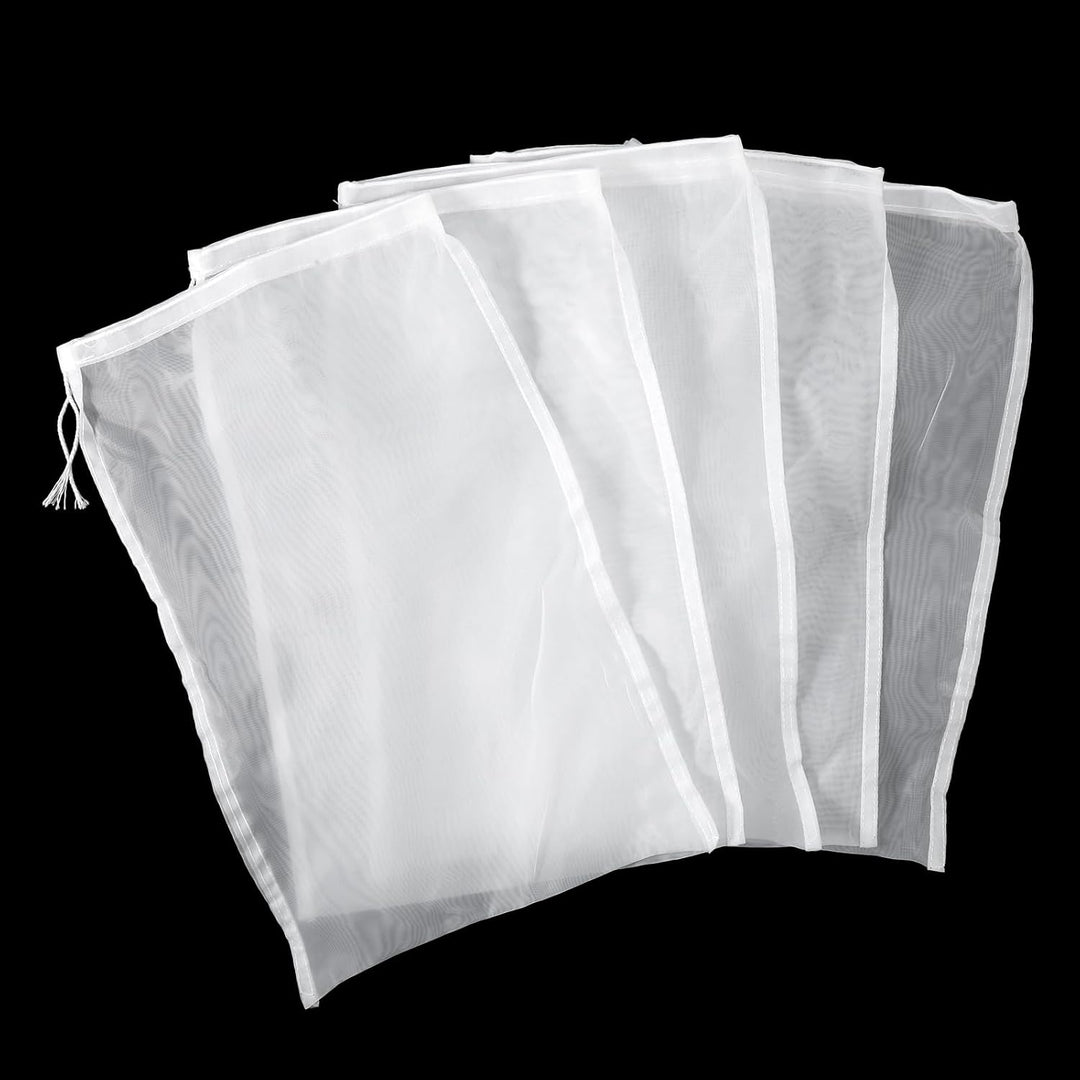 5 Pcs Nylon Brew Bags, Fine Mesh Brewing Bag Reusable Cold Brew Bags, 7.9 X 11.8 Inch Straining Bag for Beer, Wine, Cider
