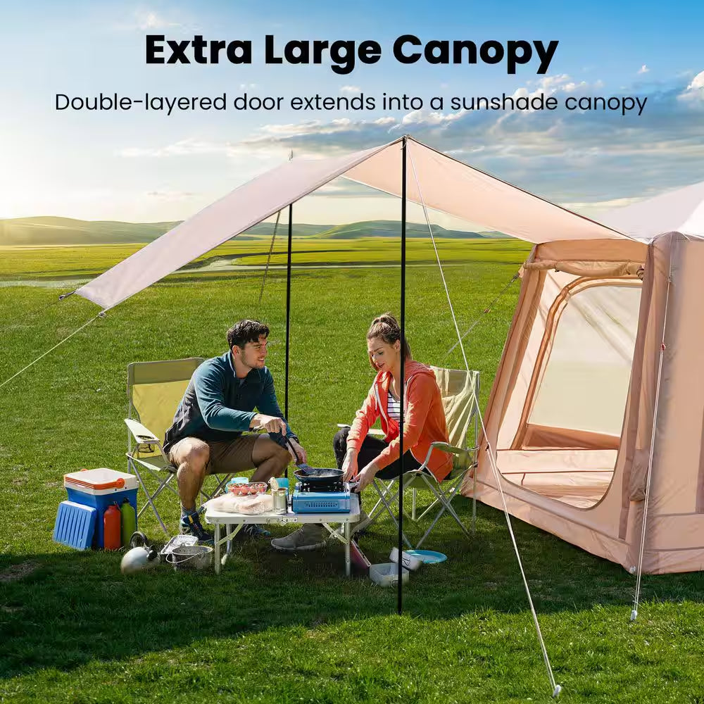 Inflatable Tents for Camping 2-4 Person Blow up Tent with Hand Pump Waterproof Oxford Air Glamping Tents for Camping