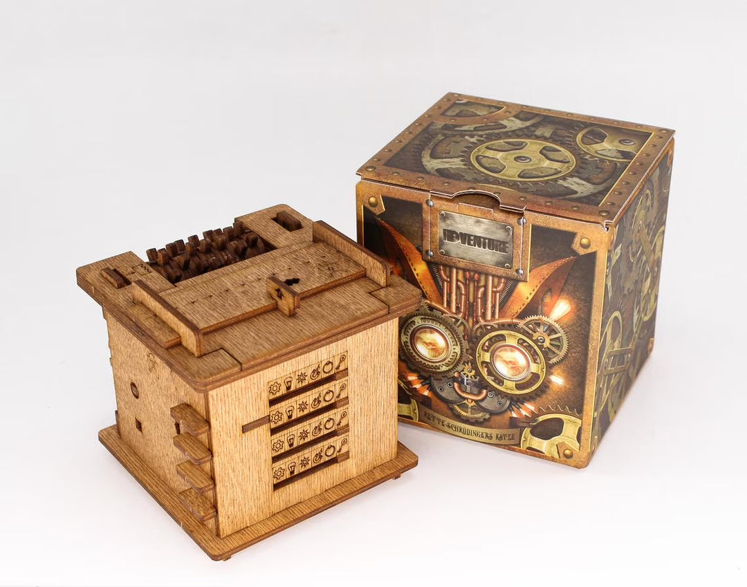 Iadventure Brain Teaser Cat Wooden 3D Puzzle Box for Ages 14+