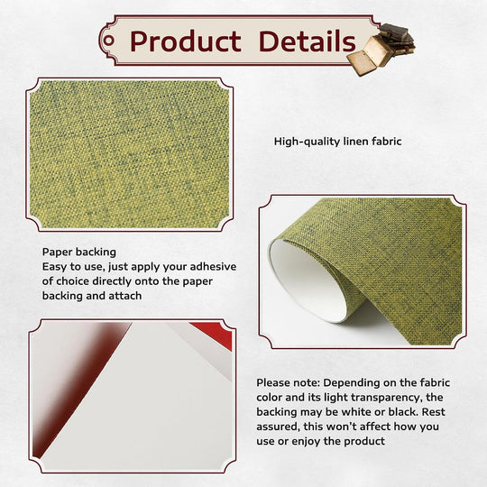 12Pcs Book Cloth for Book Binding, 14X10” 6 Colors Fabric Surface and Paper Backed Book Binding Materials, Binding Fabric for DIY Covers, No Fraying, Pre-Cut &amp; Ready to Use (A)