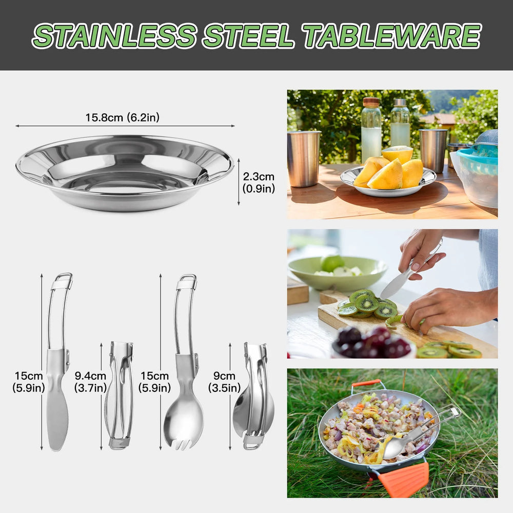 TOMSHOO 22Pcs Camping Cookware Mess Kit, Camping Pot and Pan Cooking Set Outdoor Camping Hiking Backpacking Cooking and Picnic