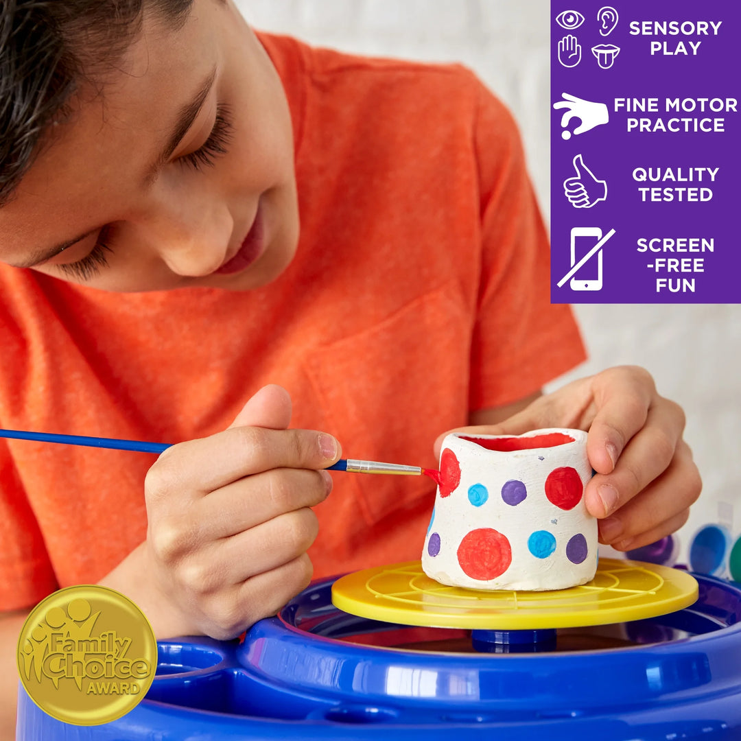 My Very Own Toy Pottery Wheel Kit with Terracotta Clay, Kids Pottery Craft Set, Ages 6+, Holiday Gift for Creative Play