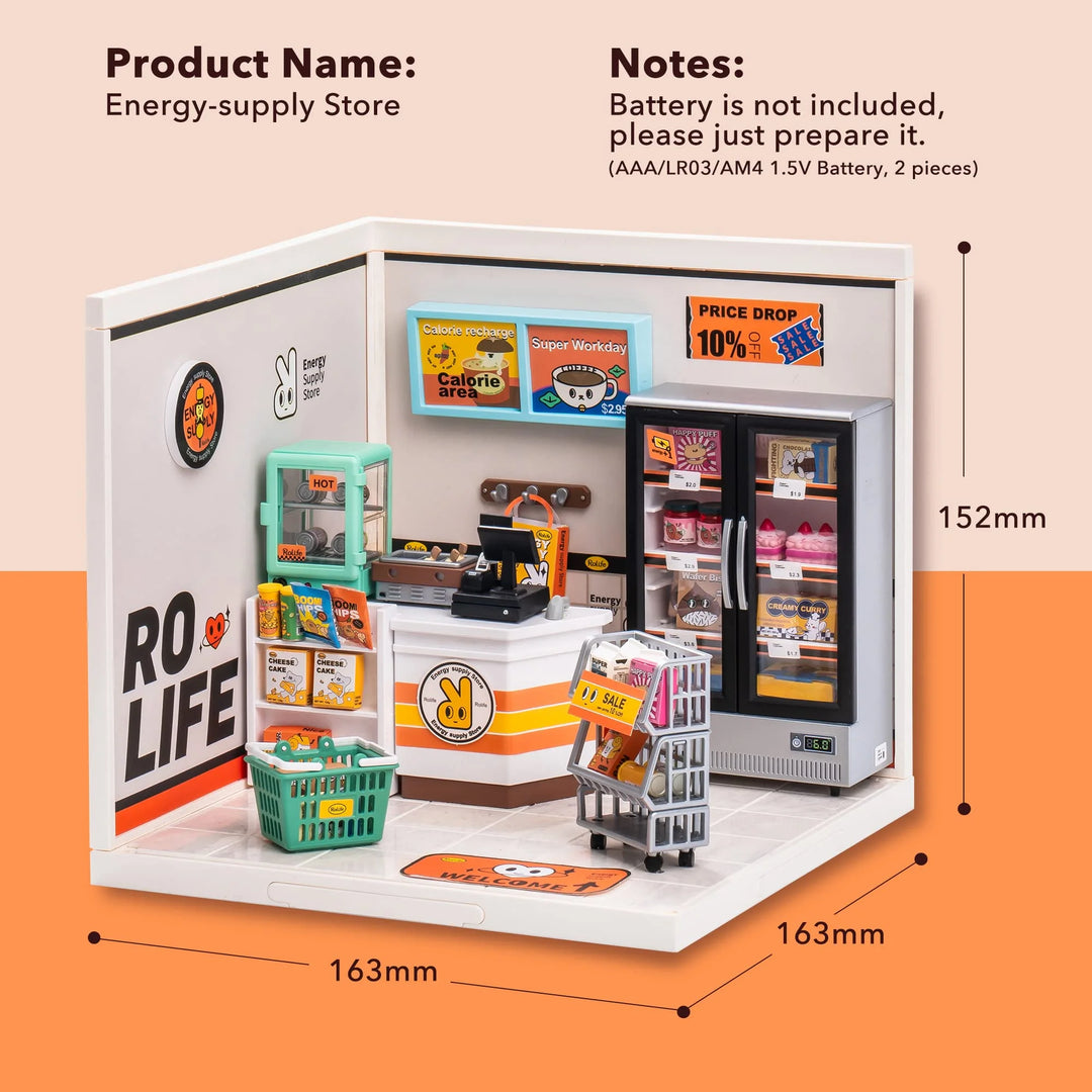 DIY Miniature Dollhouse Building Model Kit Super Creator Store Series Plastic Birthday Gift for Girls (6 Kits)