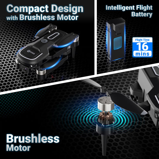 F16 Stunt Drones for Adults and Kids with 1080P Camera &amp; Brushless Motor, 17-Minute Flight Time, Graphite