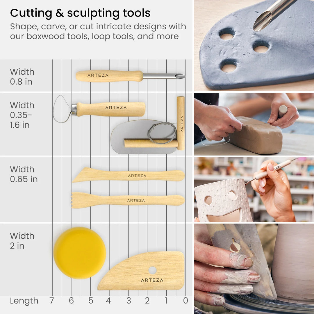 Pottery and Clay Sculpting Tools Art Supply Set, Set of 42
