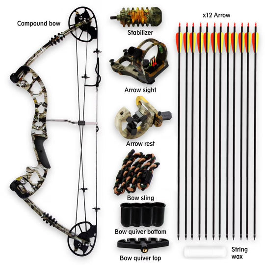 Complete Compound Bow &amp; Arrow Accessory Kit, Adjustable Draw Weight 30-70 Lbs. (Brown)