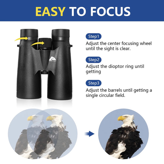 12X50 High Powered HD Binoculars for Bird Watching Hunting Stargazing Travel Cruise Ship Sports. Large View Binoculars